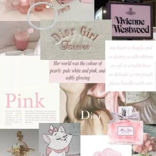 Pink Dior collage wallpaper
