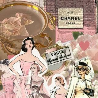 Pink Dior collage wallpaper