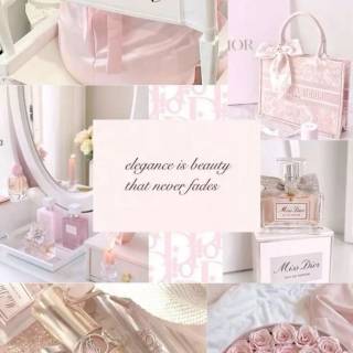 Pink Dior collage wallpaper