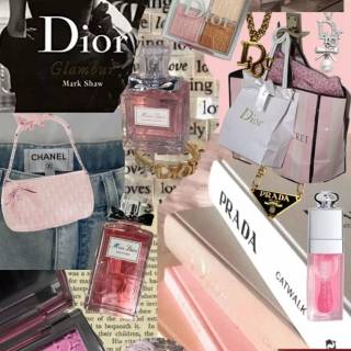 Pink Dior collage wallpaper