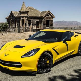 Yellow Corvette wallpaper