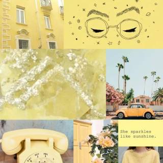 Pastel yellow collage wallpaper