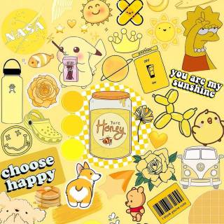 Pastel yellow collage wallpaper