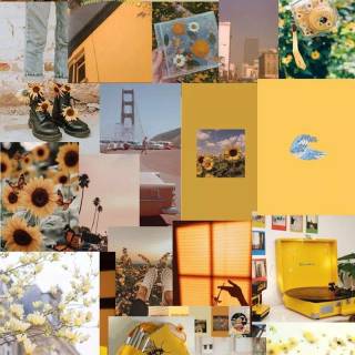 Pastel yellow collage wallpaper