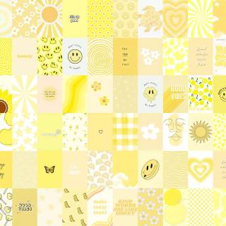 Pastel yellow collage wallpaper