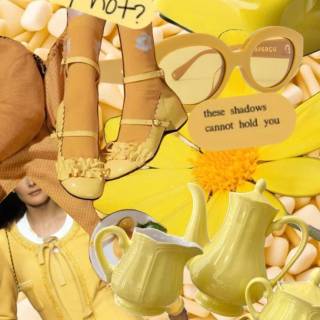 Pastel yellow collage wallpaper