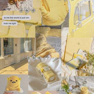 Pastel yellow collage wallpaper