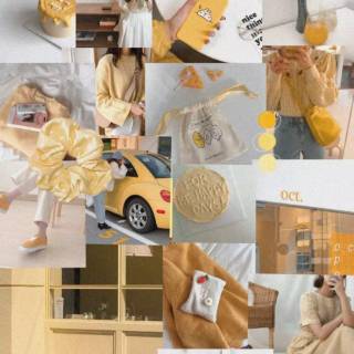 Pastel yellow collage wallpaper