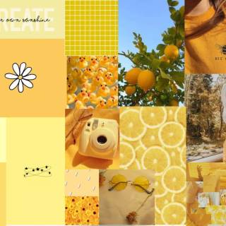 Pastel yellow collage wallpaper