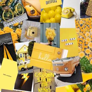 Pastel yellow collage wallpaper