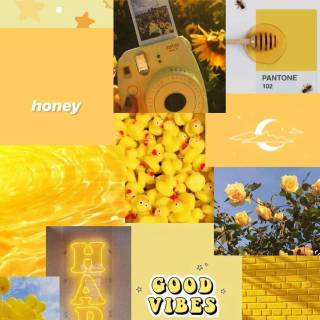 Pastel yellow collage wallpaper