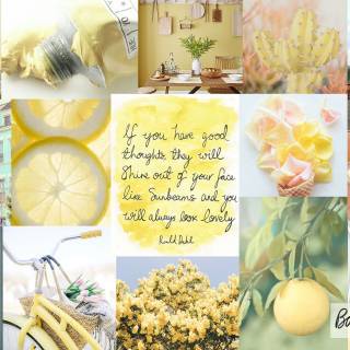 Pastel yellow collage wallpaper