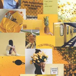 Pastel yellow collage wallpaper