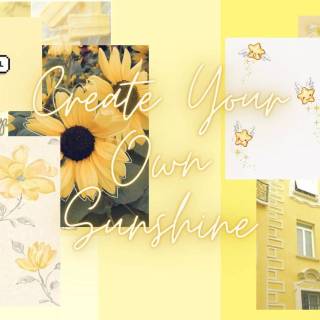 Pastel yellow collage wallpaper