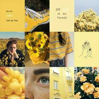 Pastel yellow collage wallpaper