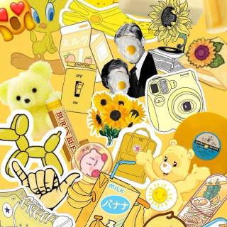 Pastel yellow collage wallpaper