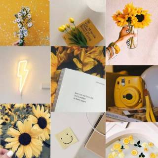 Pastel yellow collage wallpaper