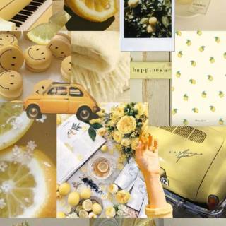 Pastel yellow collage wallpaper