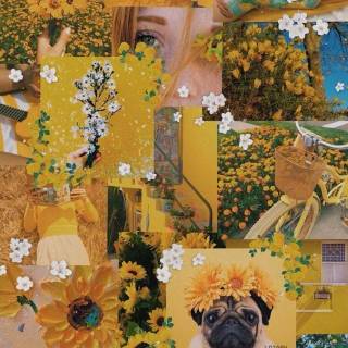 Pastel yellow collage wallpaper