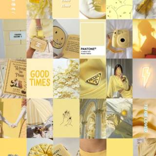 Pastel yellow collage wallpaper