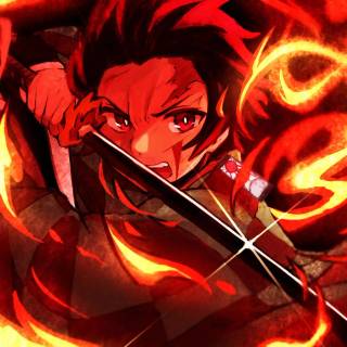 Tanjiro fire breathing wallpaper
