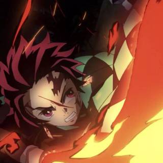 Tanjiro fire breathing wallpaper