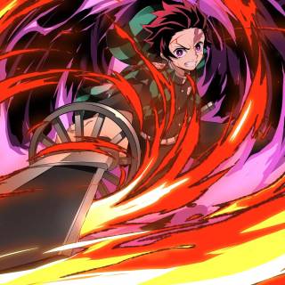 Tanjiro fire breathing wallpaper