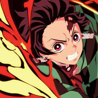 Tanjiro fire breathing wallpaper