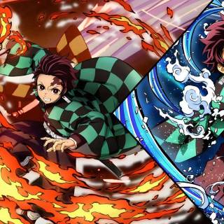 Tanjiro fire breathing wallpaper