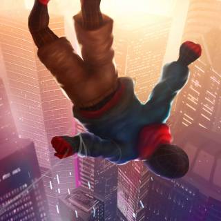 Spider-Man falling 4k wallpaper