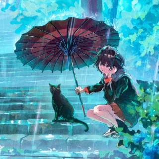 Cat anime iPhone wallpaper