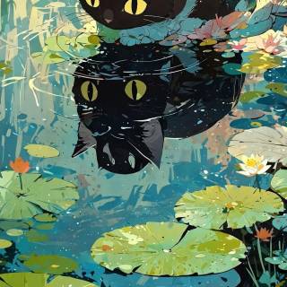 Cat anime iPhone wallpaper