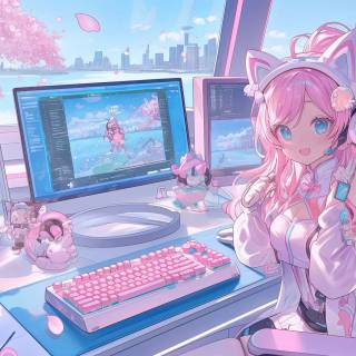 Gamer girl desktop wallpaper