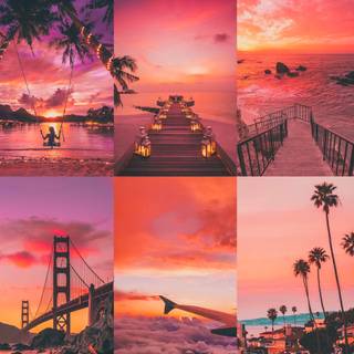 Sunset collage laptop wallpaper