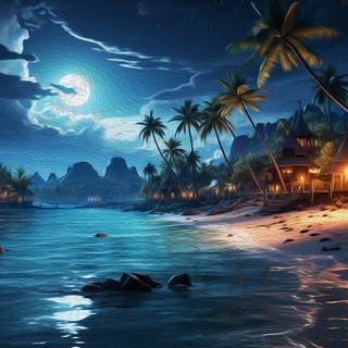 Night beach 4k wallpaper