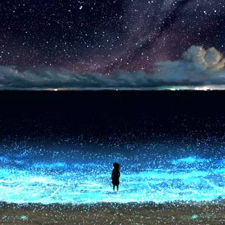 Night beach 4k wallpaper