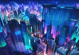 Cyberpunk space wallpaper
