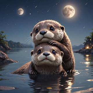 Cartoon otter wallpaper