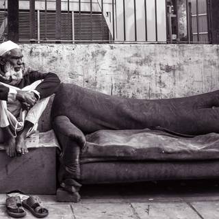 Homeless man wallpaper