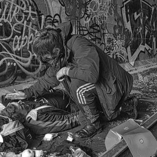Homeless man wallpaper