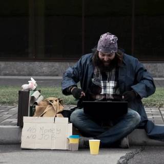 Homeless man wallpaper