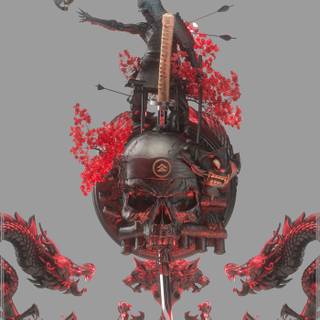 Samurai skull wallpaper