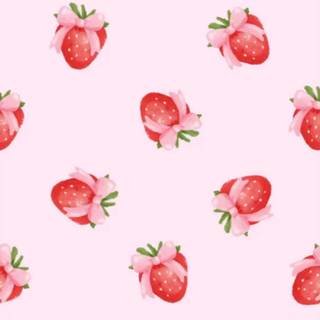 Bow with strawberries wallpaper