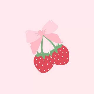 Bow with strawberries wallpaper