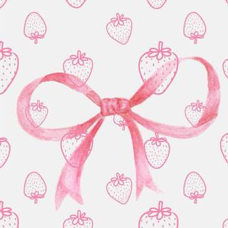 Bow with strawberries wallpaper