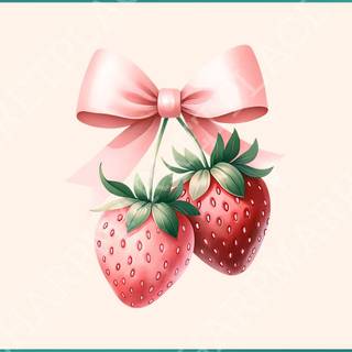 Bow with strawberries wallpaper