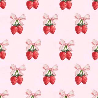 Bow with strawberries wallpaper