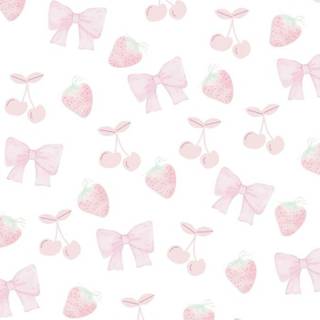 Bow with strawberries wallpaper