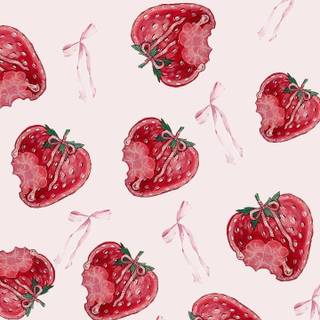 Bow with strawberries wallpaper