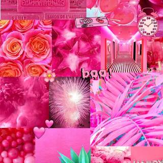 Dark pink collage wallpaper